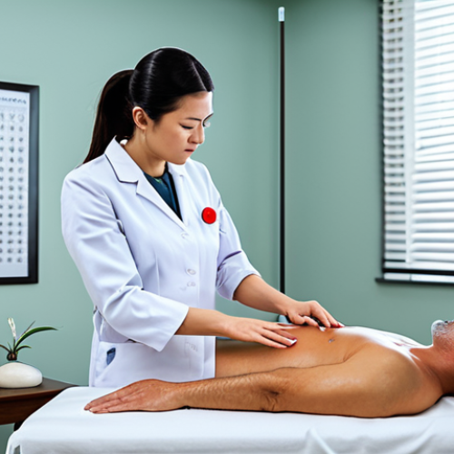 Home 7 **
"A serene acupuncture session, showing a fully clothed patient receiving treatment in a clean, modern clinic. The practitioner is professional and focused. Background features acupuncture charts and calming décor. safe for work, appropriate content, fully clothed, professional setting, perfect anatomy, natural proportions, high quality."
**