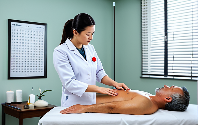 **

"A serene acupuncture session, showing a fully clothed patient receiving treatment in a clean, modern clinic. The practitioner is professional and focused. Background features acupuncture charts and calming décor. safe for work, appropriate content, fully clothed, professional setting, perfect anatomy, natural proportions, high quality."

**