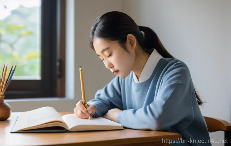 한의사 국가고시 시험 후기 - Prompt 1: Dedicated Korean Medicine Student's Study Session**